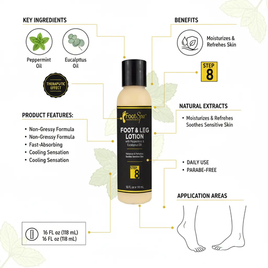 Foot SPA - Healing Therapy Massage Lotion 4 Oz - with Peppermint and Eucalyptus - Professional Pedicure Body and Hot Oil Manicure Infused with Natural Oils and Vitamins The Blue Coil