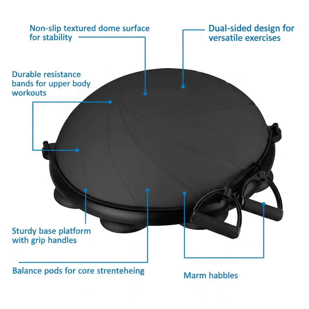 DrfzCa Half Balance Ball 23 Inch Balance Ball Trainer with Foot Pump for Improving Balance Core Strength and Fitness Balance Balls Perfect for Home Gym Workout Use The Blue Coil