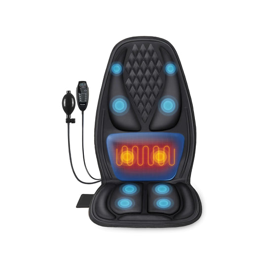 Back Massager with Heat Massage Seat Cushion with 3D Lumbar Traction 10 Vibrating Motors Massager Chair Pad for Full Body Pain Relief and Home Use
