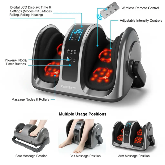 CARESKY Foot Massager - FSA HSA Eligible Shiatsu Foot Massager with Heat Kneading for Relaxation Plantar Fasciitis Relief Neuropathy Circulation Gifts for Women Men The Blue Coil