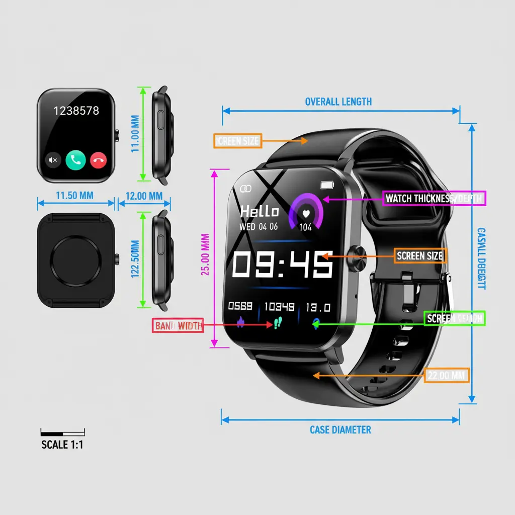 Smart Watch 1.85" Smartwatch for Men Women (Answer/Make Call) IP68 Waterproof Fitness Tracker 120+ Sport Modes Heart Rate Sleep Monitor Pedometer Activity Tracker for Android iOS (Black1) The Blue Coil