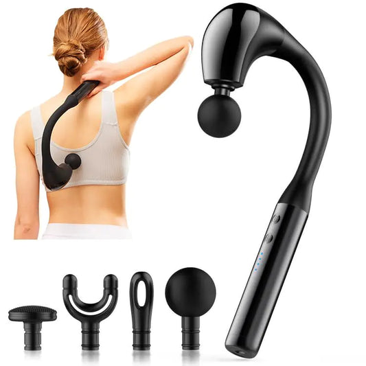 INKEER Massage Gun Deep Tissue with Extended Handle Revolutionary U-Shaped Back MassagerBody Massager for NeckShoulderLeg (Glossy Black)