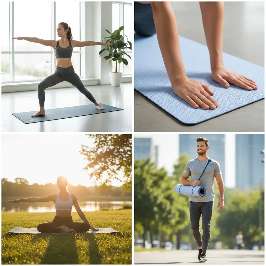 IUGA Yoga Mat Non Slip Anti-tear Yoga Mats Eco Friendly Hot Yoga Mat Thick Workout & Exercise Mat for Yoga Pilates and Fitness (72"x 24"x 6mm) The Blue Coil