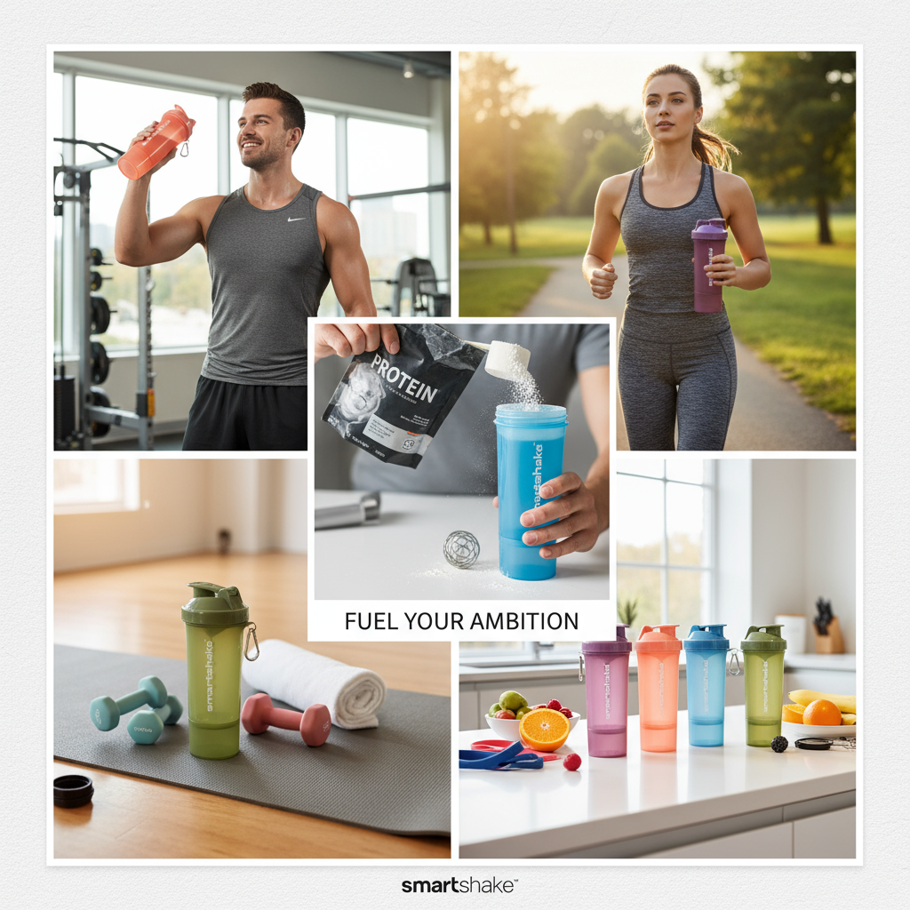 Smartshake Protein Shaker Bottle for Protein Mixes - 4 Pack - 13.5 oz | Leak Proof Shaker Cups for Protein Shakes | Blender Bottle Shaker | Protein Shaker Bottle Pack | Storage Container – Multicolor