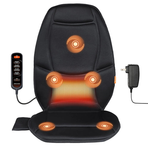 CARSHION Massage Seat Cushion with Heat Massage Chair Pad with 5 Vibraiton Motors 3 Vibrating Modes 2 Intensities Back Massager for Home Office Use Warm Gift for Pain Relief