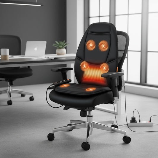 CARSHION Massage Seat Cushion with Heat Massage Chair Pad with 5 Vibraiton Motors 3 Vibrating Modes 2 Intensities Back Massager for Home Office Use Warm Gift for Pain Relief