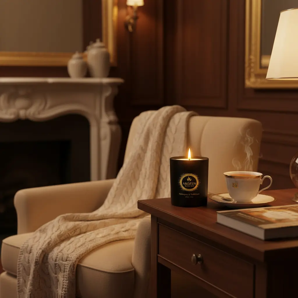 Mahogany Teakwood Candle Scented Candles Gifts for Men Valentines Day Holiday Masculine Candles Gifts Soy Candles for Home Scented Black Candles Long Lasting Candles with 70H Burn Time 10.8oz The Blue Coil