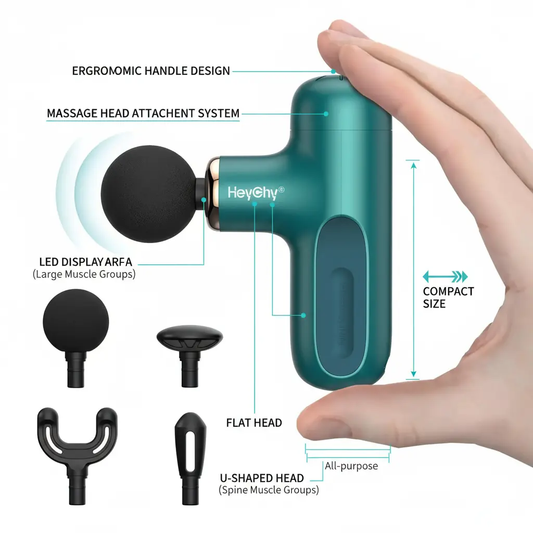 HEYCHY Super Mini Massage Gun Percussion Deep Tissues Muscle Massager Compact Sports Travel Massage Gun Portable Handheld Massager for Office Gifts for Her Home Athletes The Blue Coil