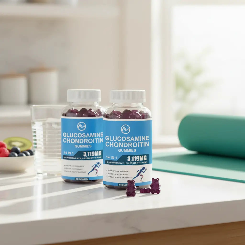 Glucosamine Chondroitin Gummies 1500mg Glucosamine & 1000mg MSM per Serving Joint Support Supplement for Adults Elderberry Flavor 90 Servings(Pack of 2) The Blue Coil