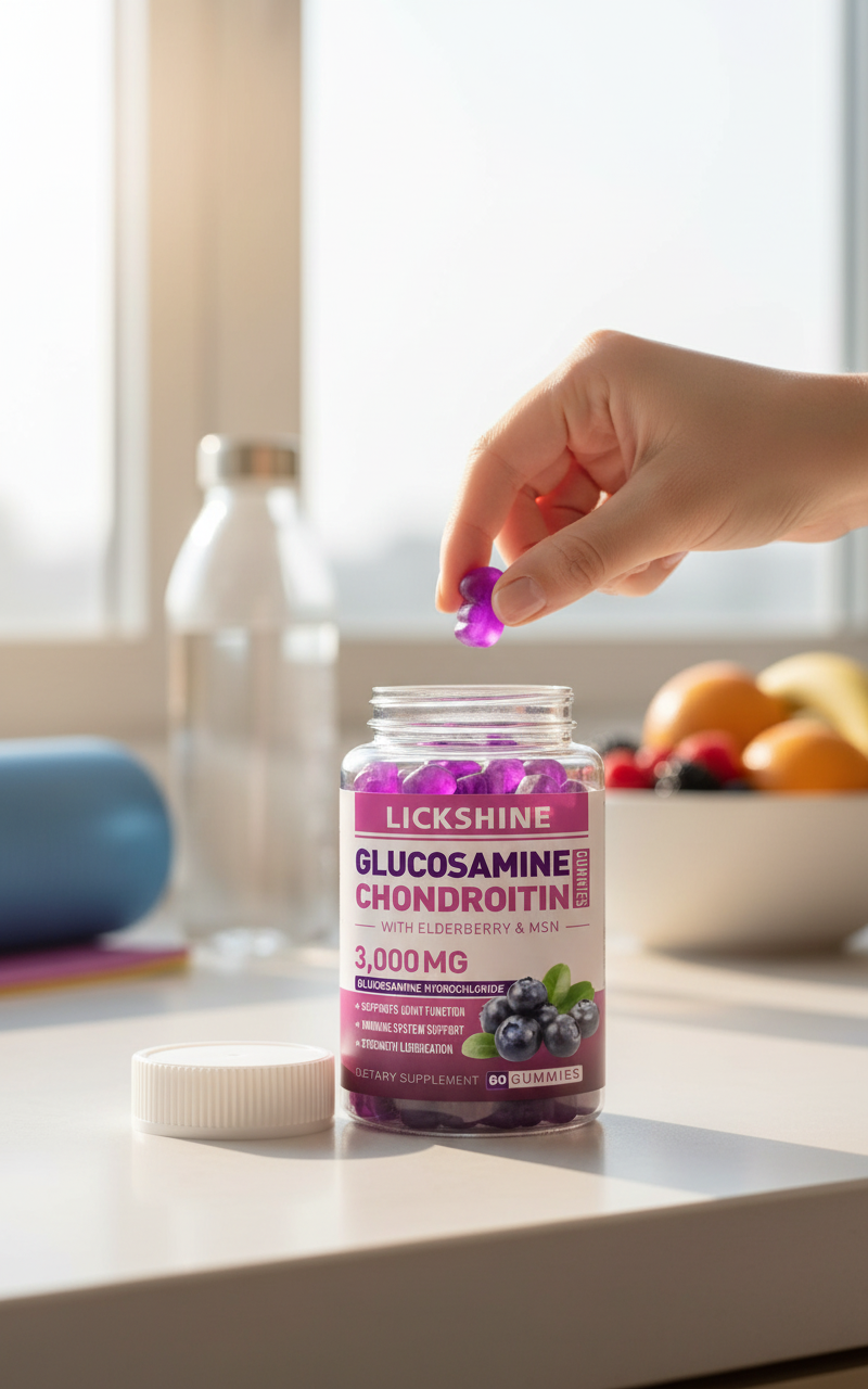 Glucosamine Chondroitin Gummies with MSM & Elderberry - Extra Strength Joint Health Flexibility Antioxidant Immune Support Supplement Gummy for Adults Men & Women (1 Pack) The Blue Coil