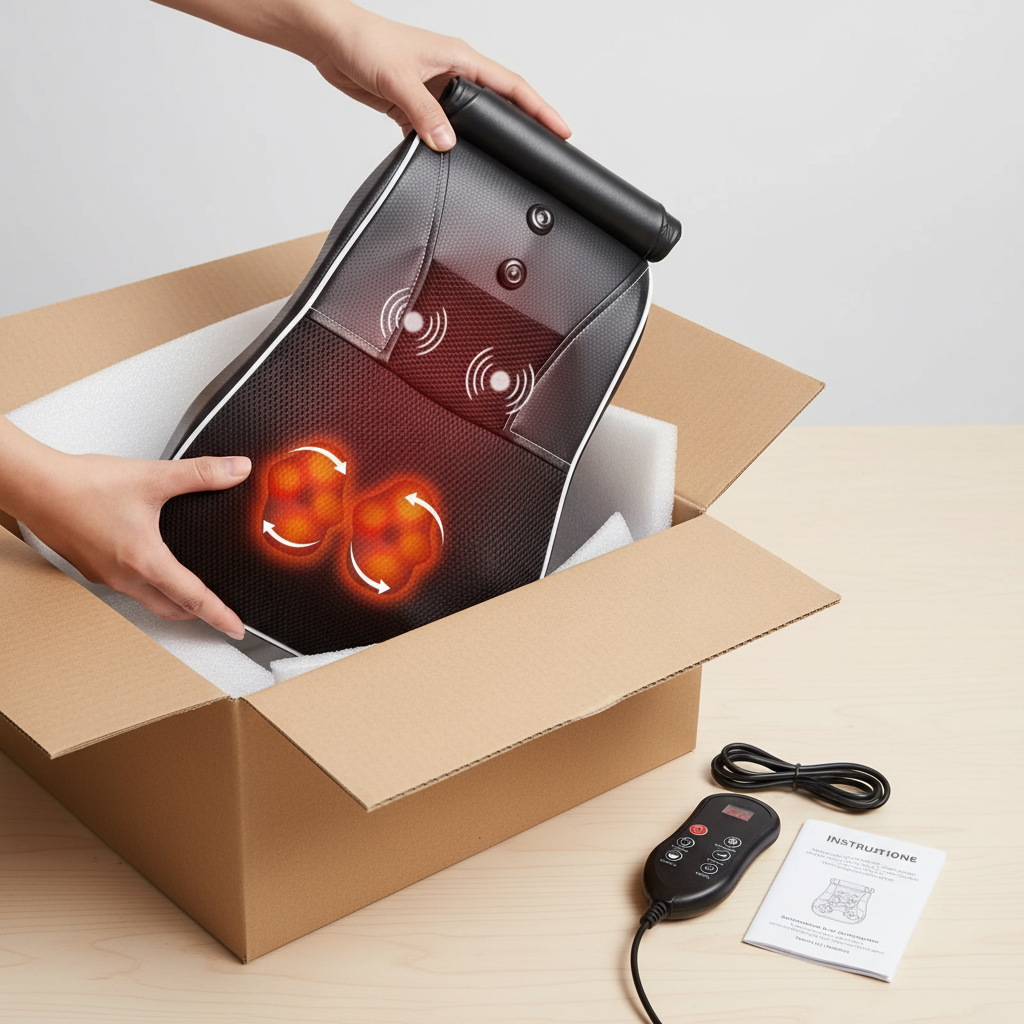 Masajeador Shiatsu de Cuello y Espalda hlthsky con Calor. Masajeador de Cuello para Aliviar el Dolor de Tejido Profundo. Almohada de Masaje de Amasamiento 3D para Espalda, Cuello, Hombros y Piernas. Regalos para Mamá y Papá.