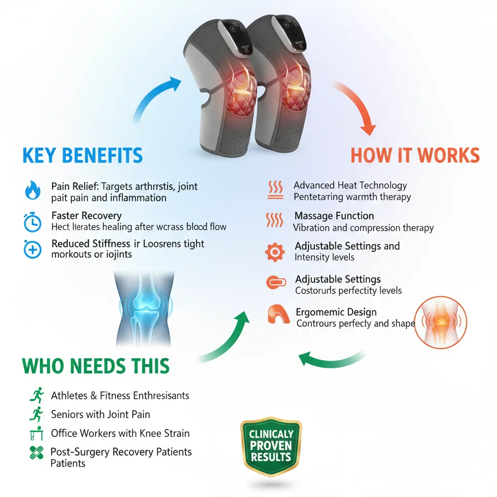 COMFIER Cordless Knee Massager with Heat 3-in-1 Knee Heating Pad for Knee Pain Vibration Knee Brace Wrap for Arthritis Knee Warmer Gifts for Mom Dad (2 Pack) The Blue Coil