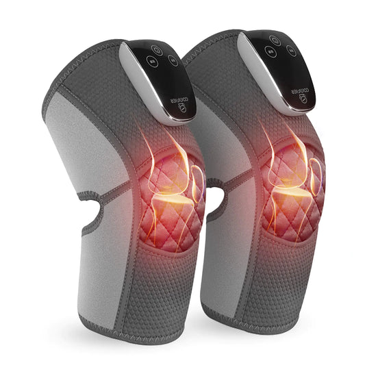 COMFIER Cordless Knee Massager with Heat 3-in-1 Knee Heating Pad for Knee Pain Vibration Knee Brace Wrap for Arthritis Knee Warmer Gifts for Mom Dad (2 Pack)