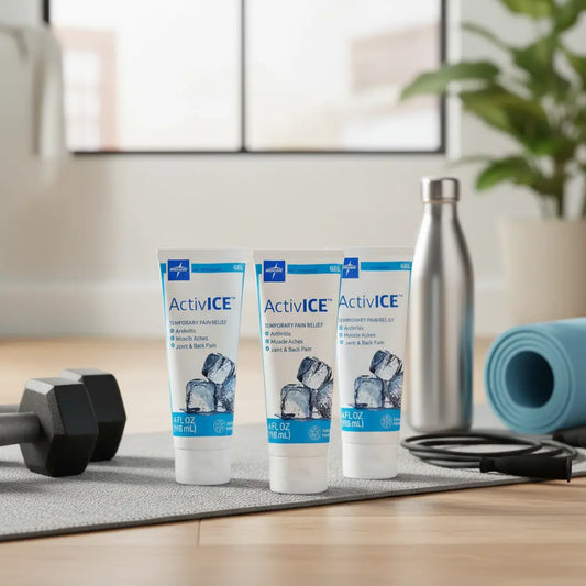 Medline ActivICE Topical Pain Reliever Gel Great for Arthritis Muscle Aches and Back Injuries 4-oz Tube (3 Count) The Blue Coil