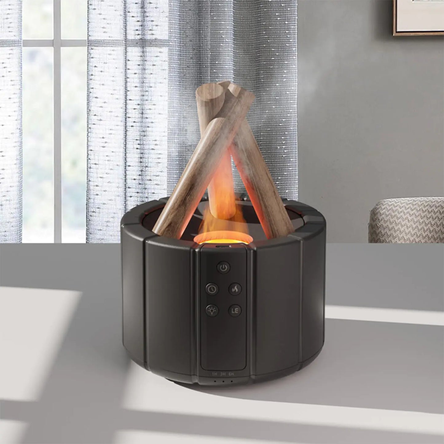 YALEDI Campfire Flame Fire Diffuser Bonfire Aromatherapy Essential Oil Diffuser 250ml Wood Cool Mist Humidifier for HomeBedroomOffice Remote Control Auto Shut-Off Night Light Gift (Black)