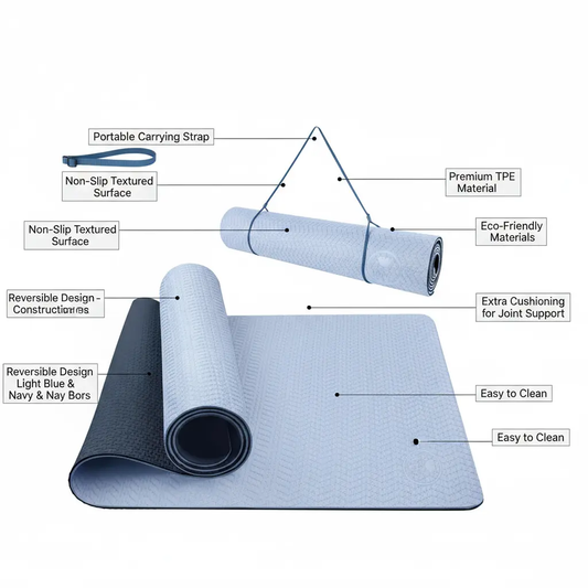 IUGA Yoga Mat Non Slip Anti-tear Yoga Mats Eco Friendly Hot Yoga Mat Thick Workout & Exercise Mat for Yoga Pilates and Fitness (72"x 24"x 6mm) The Blue Coil