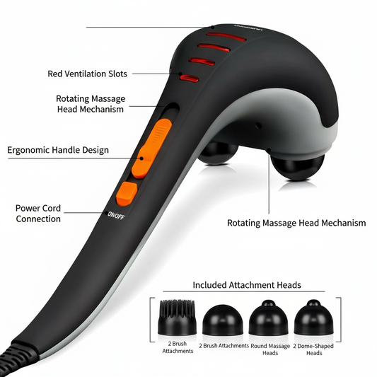 Hangsun Handheld Neck Back Massager for Pain Relief Deep Tissue Double Head Full Body Percussion Massage MG400 for Shoulder Leg Foot Muscles