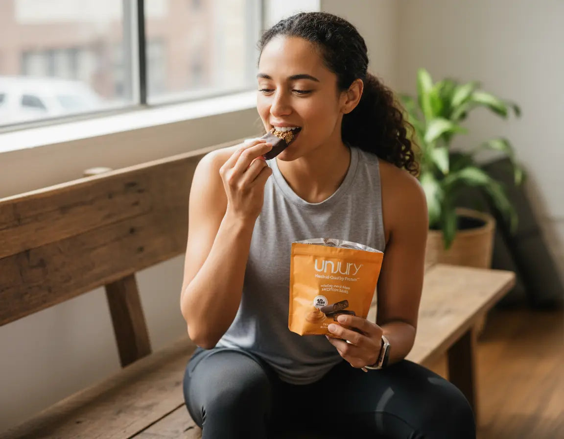 Unjury Chocolate Peanut Butter Protein Bars | 10g Whey Protein Mighty Mini Bites | No artificial sweeteners | 15 Bars The Blue Coil