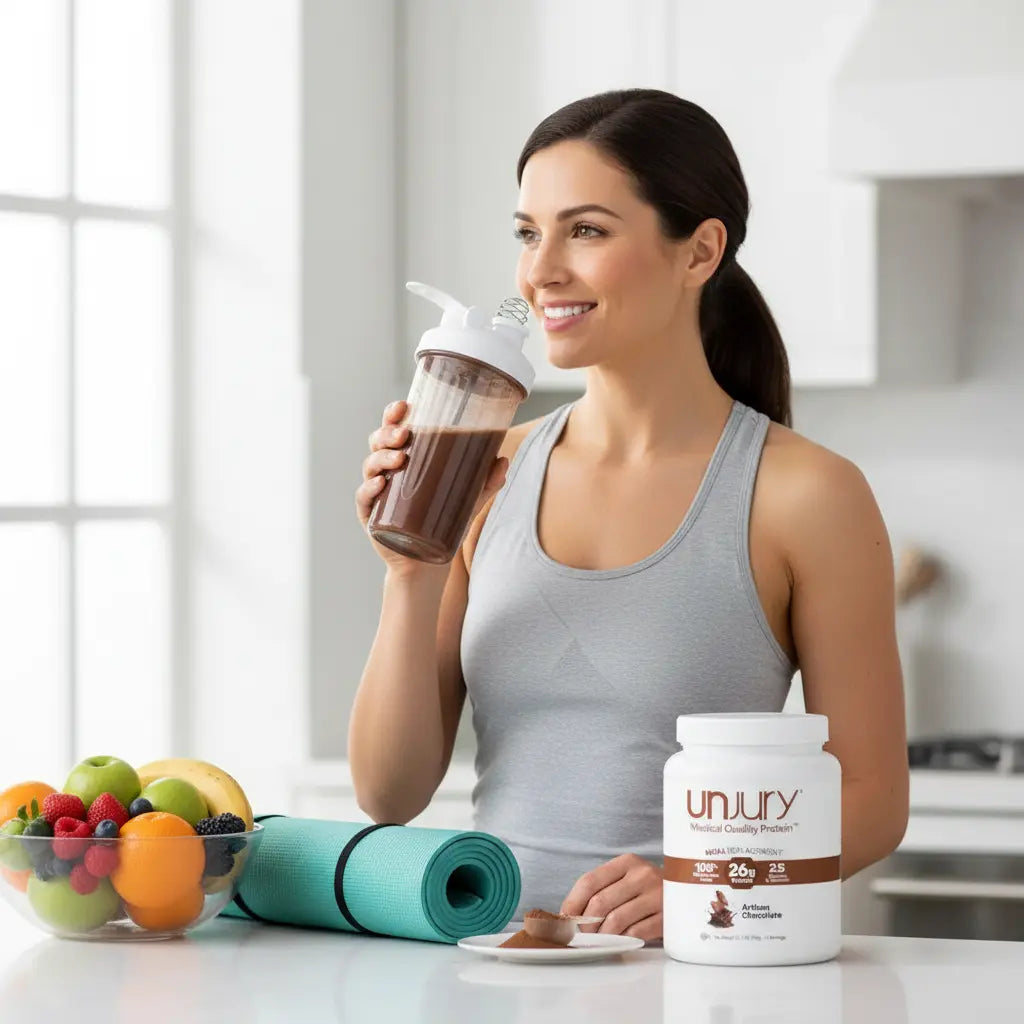 Unjury Meal Replacement Powder | Chocolate | 26g Protein | 25 Vitamins and Minerals | 100% Whey Isolate Protein Powder | Low Carb and Sugar | 15 Servings The Blue Coil