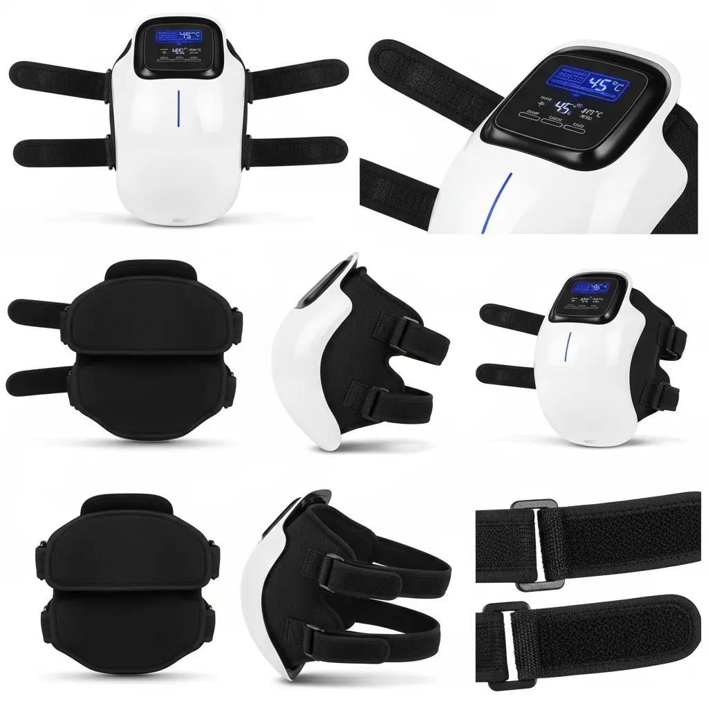 aswaysun 3-in-1 Cordless Knee Massager w/Heat Red Light & Massage for Knee Pain Infrared Heat & Vibration Portable Wireless Knee Heating Pad w/LED Screen for Family and Friends The Blue Coil