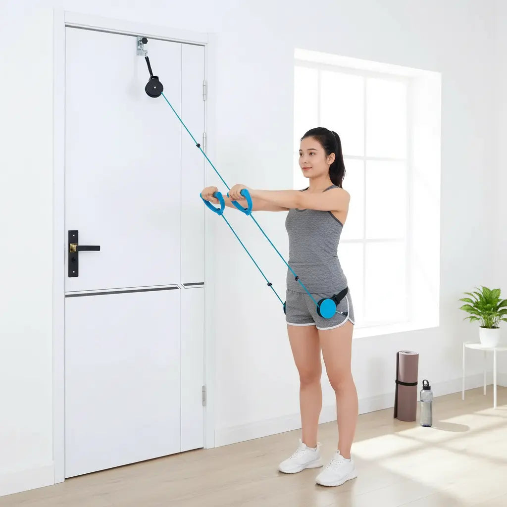 Fanwer Shoulder Pulley for Physical Therapy Pulleys for Shoulder Rehab Over Door Shoulder Pulley Over The Door Physical Therapy Door Pulley with Fixed Metal Bracket The Blue Coil