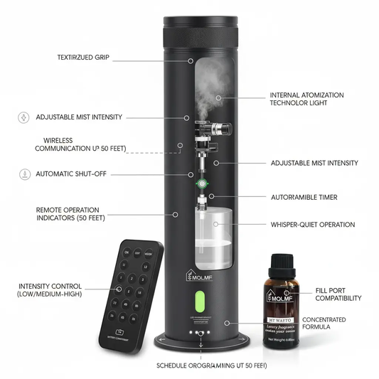 MQLMF Hotel Collection Diffuser MachineRechargeable Water-DilutionAluminum1000 Sq FtHome Diffusers for Large HomeScent Air Machine for HomeWhole House Diffuser - Obsidian Black The Blue Coil