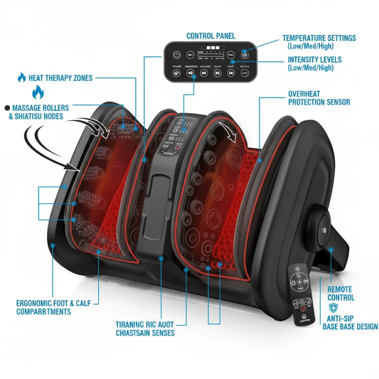COMFIER Shiatsu Foot Massager Machine Foot Calf Massager with Heat Squeeze & Vibration Massage Remote Control UP to Men Size 14 The Blue Coil