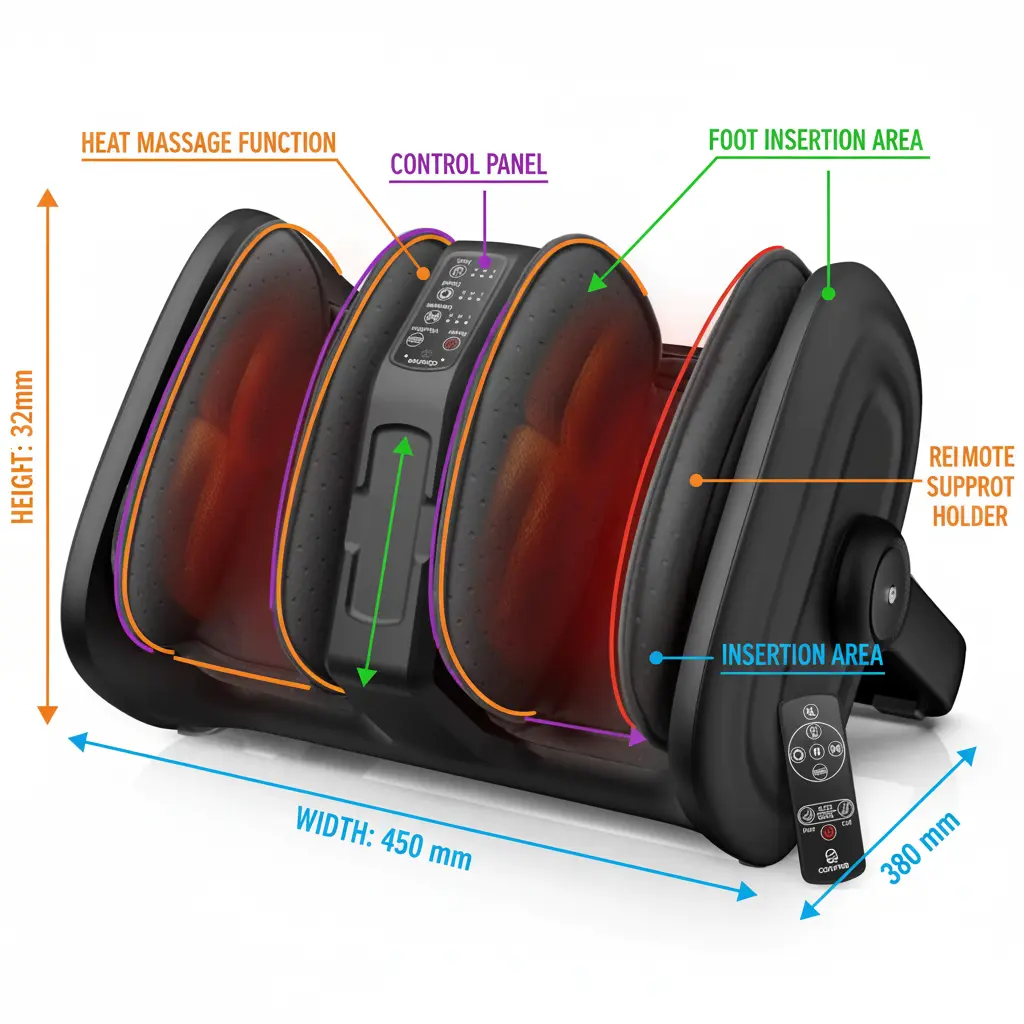 COMFIER Shiatsu Foot Massager Machine Foot Calf Massager with Heat Squeeze & Vibration Massage Remote Control UP to Men Size 14 The Blue Coil