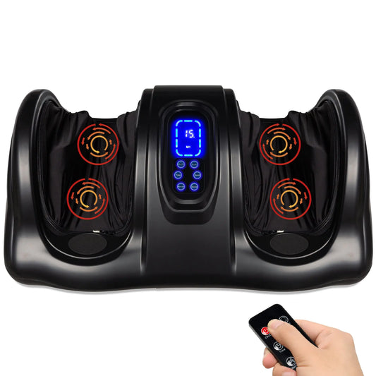 Best Choice Products Foot Massager Machine Shiatsu Foot Massager Therapeutic Reflexology Kneading and Rolling for Feet Ankle High Intensity Rollers Remote Control LCD Screen - Black