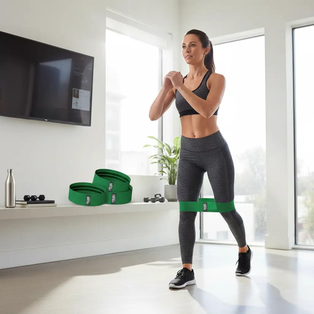 Fabric Resistance Bands for Legs - Workout Bands Resistance Bands for Men and Women - Booty Bands for Working Out - Exercise Bands Resistance Bands Set - Elastic Bands for Exercise (Green) The Blue Coil