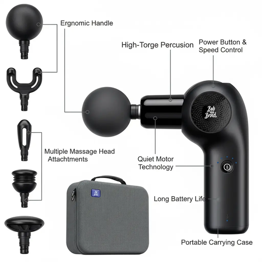 BOB AND BRAD D2 Mini Massage Gun with 6 Adjustable Angle Small Deep Tissue Massage Gun Travel Portable Percussion Muscle Massager Gun with 5 Speeds and 5 Replacement Heads FSA and HSA Eligible The Blue Coil