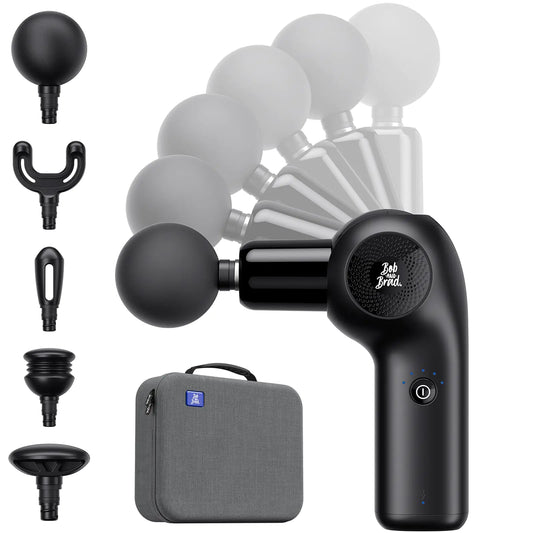 BOB AND BRAD D2 Mini Massage Gun with 6 Adjustable Angle Small Deep Tissue Massage Gun Travel Portable Percussion Muscle Massager Gun with 5 Speeds and 5 Replacement Heads FSA and HSA Eligible