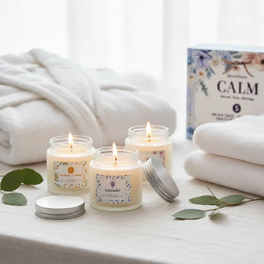 BlissfulOasis Scented Candles Long-Lasting Candles for Home Scented 5 Pack The Blue Coil