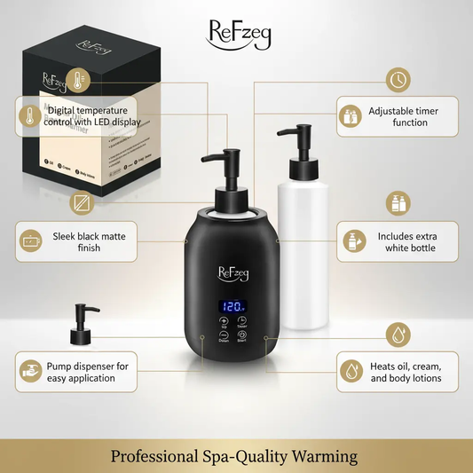 Massage Oil Warmer Bottle Professional Electric Lotion Digital Heater for SPA Portable Oil Warmer Heated Cream for Beauty Salon Home with ℃/℉ Switchable Display Two Oil Dispenser Bottle The Blue Coil