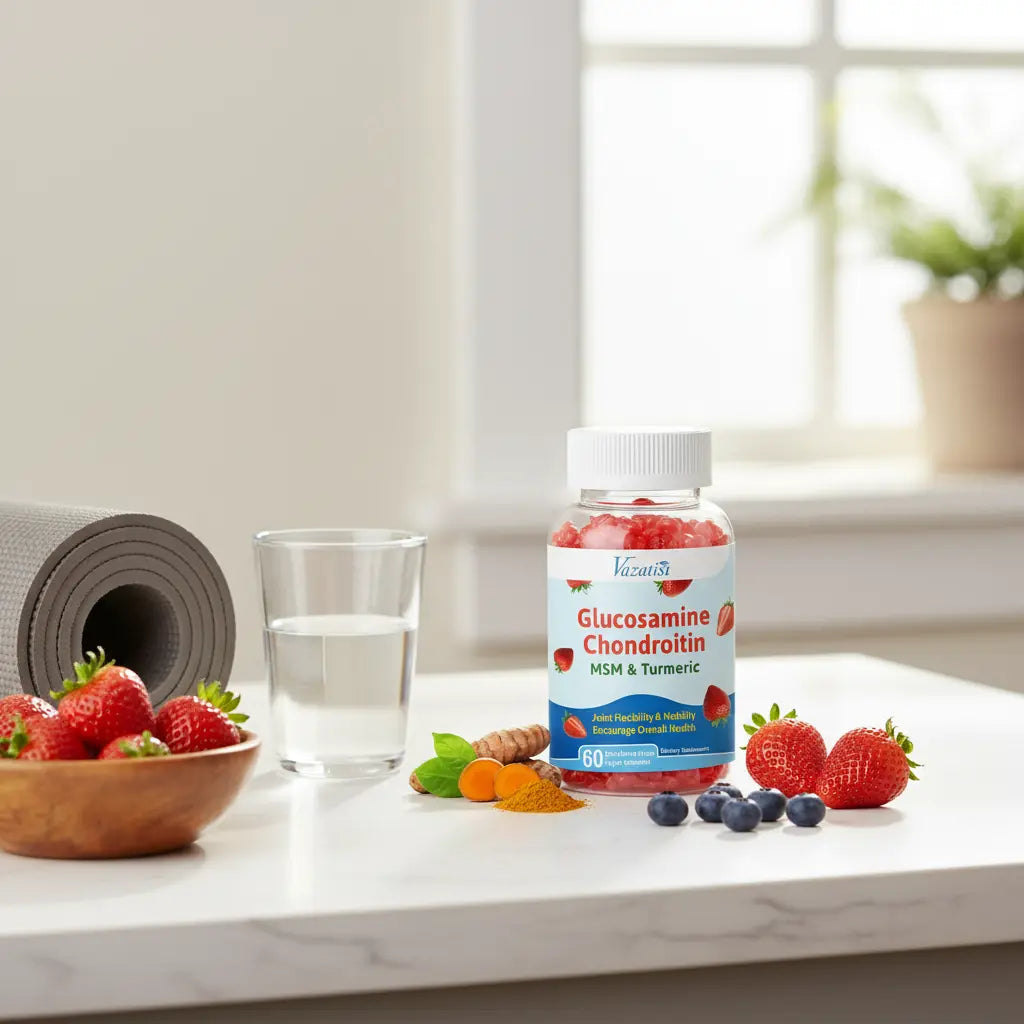 Vazatisi High Bioavailable Glucosamine Chondroitin Gummies with Turmeric & MSM Boswellia -Joint Support Supplement - Cartilage Support Flexibility & Strength - 60 Gummies The Blue Coil