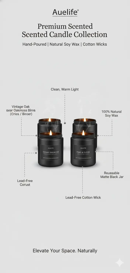 Scented Candles Set | Candle Gifts for Men - Soy Candles for Home Scented Masculine Candle - 4 Pack Aromatherapy Candle Scents of Vintage Oak/Magnolia & Sandalwood/Cedar Oakmoss/Pine & Clove The Blue Coil