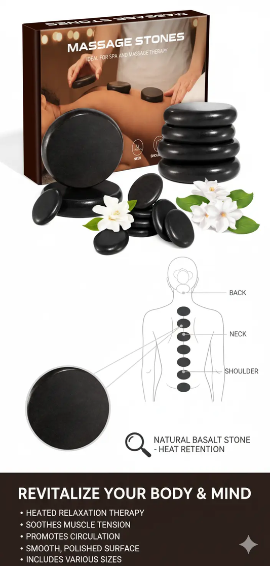 Primachen Hot Stone Massage Kit 14 Pcs Hot Stone Massage Kit Hot Stone Massage Rocks Basalt Massage Stones for Home Spa Warming Therapy Relaxing The Blue Coil