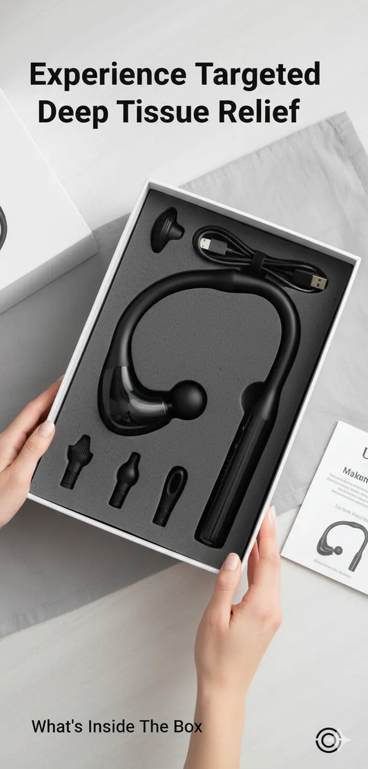 INKEER Massage Gun Deep Tissue with Extended Handle Revolutionary U-Shaped Back MassagerBody Massager for NeckShoulderLeg (Glossy Black) The Blue Coil