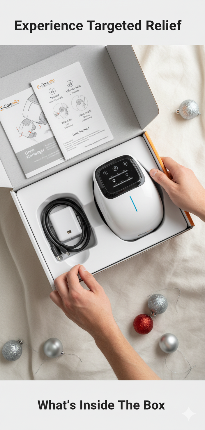 Masajeador de rodillas inalámbrico Careella con calor, vibración, correas ajustables, diseño inalámbrico y luz suave. Almohadilla térmica para rigidez en articulaciones, músculos y rodillas. Dispositivo de masaje portátil.