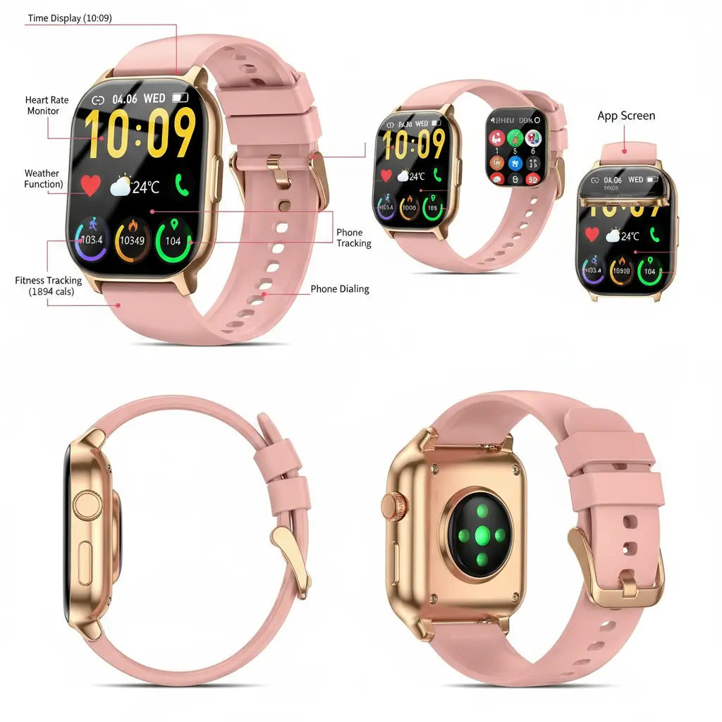 Smart Watch (Answer/Make Calls) 2.1" Smart Watches for Women 120+ Sport Modes Fitness Tracker with Sleep Heart Rate Monitor Pedometer IP68 Waterproof Women Fitness Watch for iOS Android Smartmatch The Blue Coil