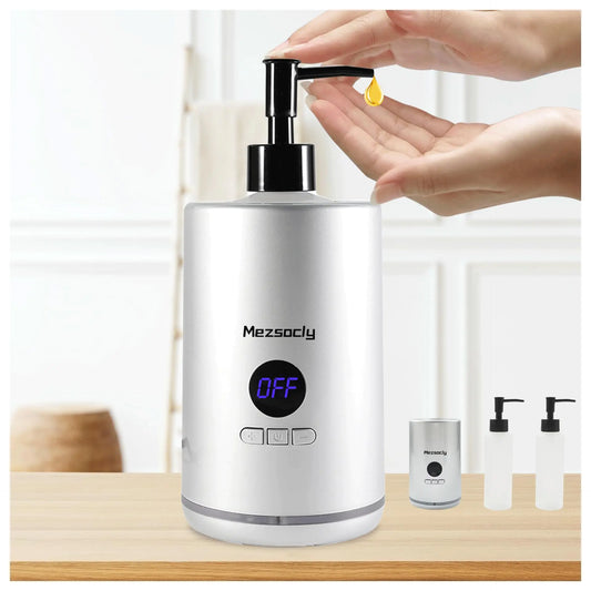 Oil Warmer for Massage oil warmer for scented oil Massage Oil Warmer lotion warmer Body Oil Heater for Spa Salon and Barber Shops with Two Oil Bottle Dispenser Constant Temperature Silver