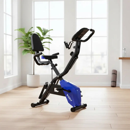 WHTOR Folding Exercise Bike, 5 IN 1 Stationary Bike for Home The Blue Coil