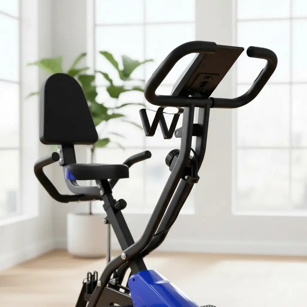 WHTOR Folding Exercise Bike, 5 IN 1 Stationary Bike for Home The Blue Coil