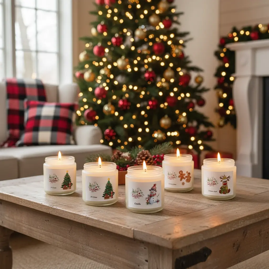6 Pack Christmas Candles Set Christmas Candles for Home Scented Winter Holiday Scented Candles Natural Soy Wax Jar Aromatherapy Candle Christmas Candle Gifts Stocking Stuffers for Women Men Adult The Blue Coil