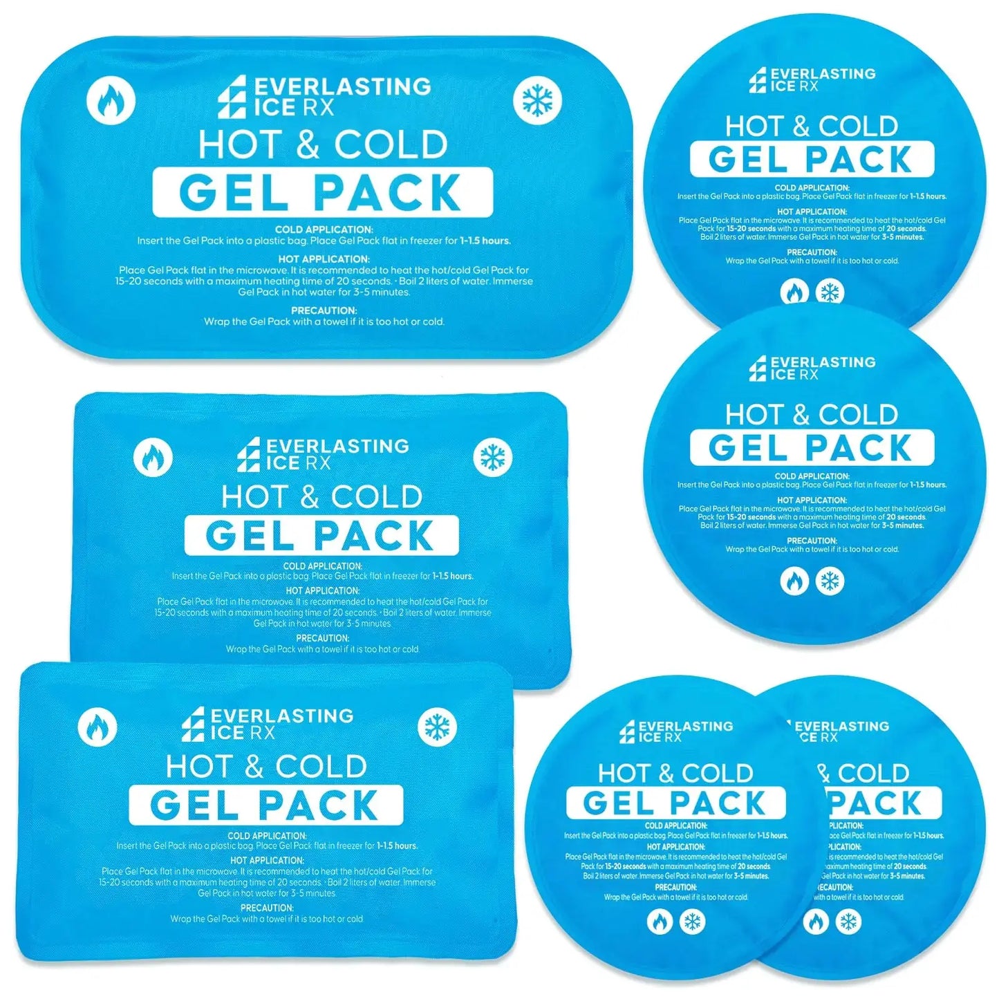 Reusable Hot and Cold Gel Ice Packs for Injuries - 7 Pack Variety Gel Ice Pack Set - Hot and Cold Therapy Solution for Injuries Cold Packs for Pain Relief - Ice Packs for Injuries Reusable The Blue Coil