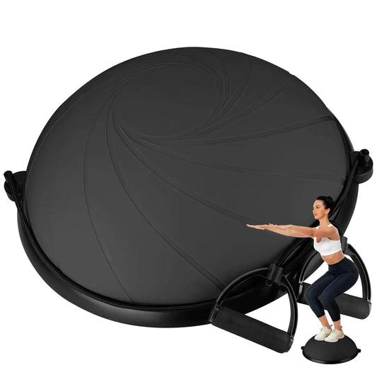 DrfzCa Half Balance Ball 23 Inch Balance Ball Trainer with Foot Pump for Improving Balance Core Strength and Fitness Balance Balls Perfect for Home Gym Workout Use The Blue Coil