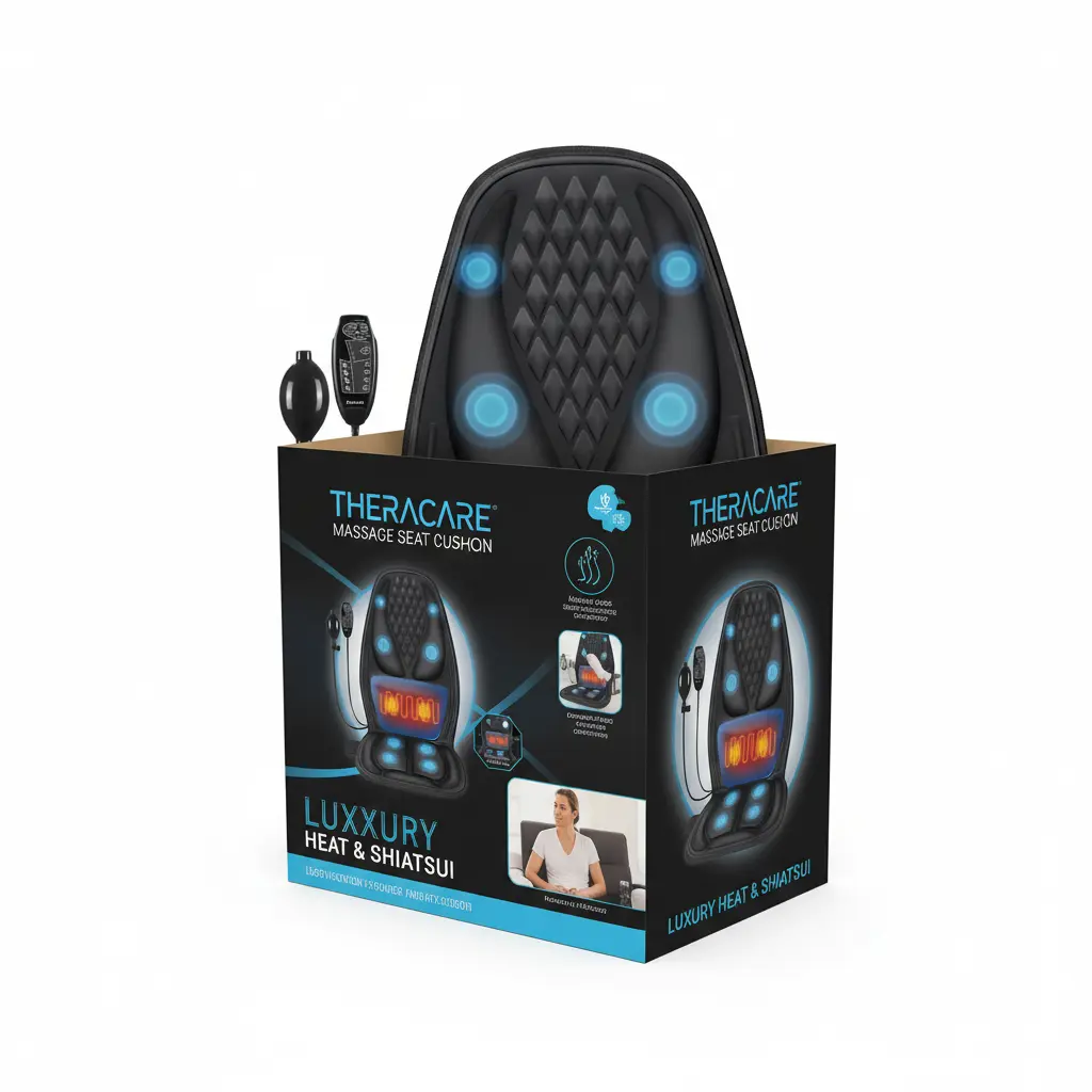 Back Massager with Heat Massage Seat Cushion with 3D Lumbar Traction 10 Vibrating Motors Massager Chair Pad for Full Body Pain Relief and Home Use The Blue Coil