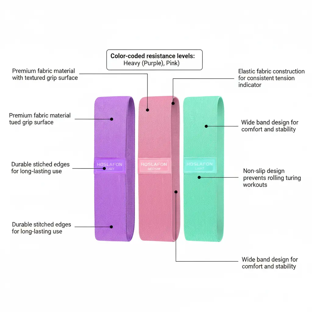 HOSLAFON Resistance Bands Set Exercise Workout Fitness Booty Bands for Working Out Resistance Loops Bands for Women Elastic Bands for Exercise Pull up Assistance Bands Stretch Bands Stretching Strap The Blue Coil