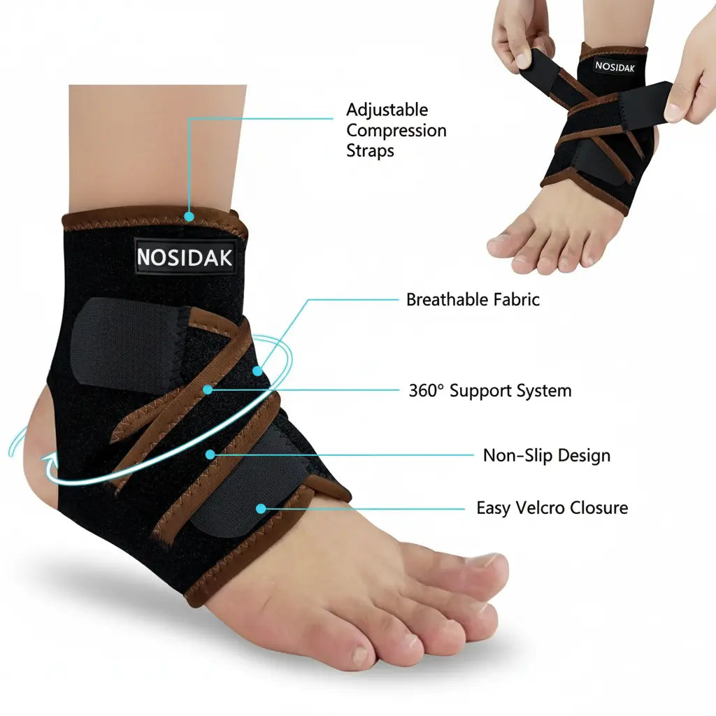 NOSIDAK Copper Ankle Support for Women Men Breathable Neoprene Ankle Brace for Sprained Ankle Plantar Fasciitis Relief Foot Brace Adjustable Ankle Wrap Ankle Stabilizer Achilles Tendonitis Brace The Blue Coil