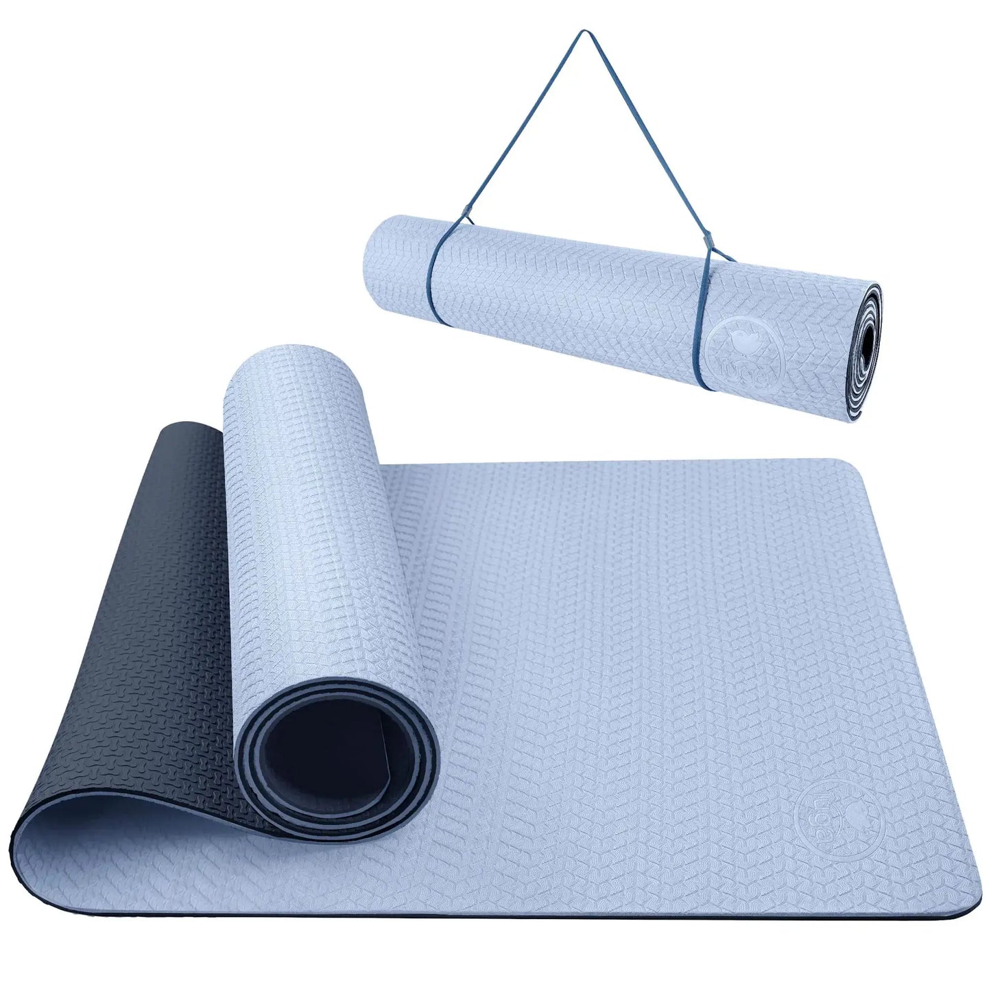 IUGA Yoga Mat Non Slip Anti-tear Yoga Mats Eco Friendly Hot Yoga Mat Thick Workout & Exercise Mat for Yoga Pilates and Fitness (72"x 24"x 6mm) The Blue Coil